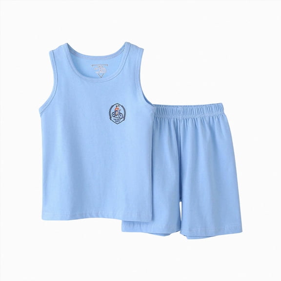 felwors Boys Tank Top and Shorts with Pockets Pajamas Set Summer Sleeveless Sleepwear Cozy Lounge Set(4-5 Years)