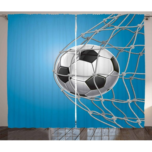 Soccer Curtains 2 Panels Set, Goal Football in Net Entertainment