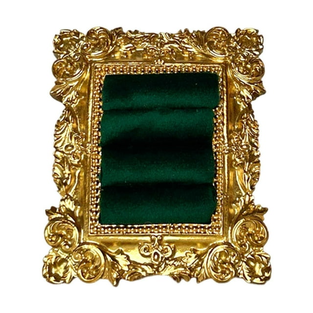 Organizador de joyas y anillos de estilo vintage, accesorio para fotografías, bandeja para exhibir aretes, soporte para anillos, ideal para dormitorio Verde
