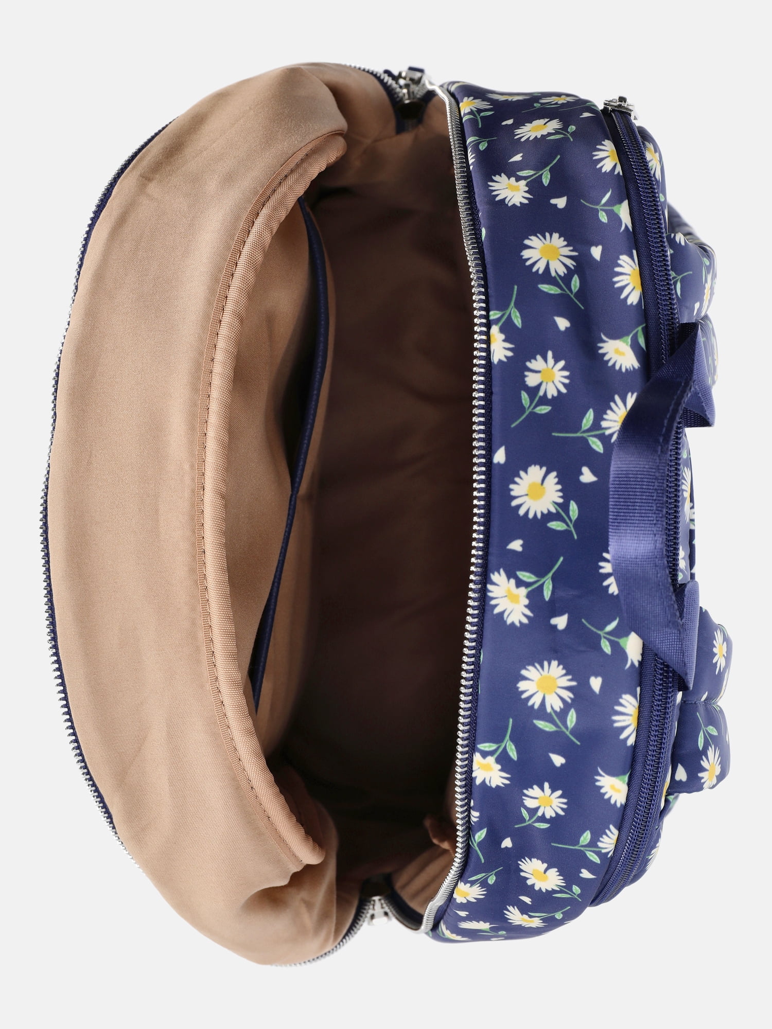 Madden NYC Women's Dome Backpack with Chain Accent, Navy Daisy
