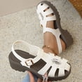 thumbnail image 4 of Gladiator Fisherman Sandals for Women Platform Lug Sole Hollow out Beach Shoes Closed Toe Glitter Rhinestone Buckle Ankle Strap Summer Dress Shoes White Size 7, 4 of 7