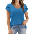 thumbnail image 4 of Ashirexll Hauts pour Femmes Tendance, Chandail Col Rond Ample Européen et Tricoté Manches Courtes Chandail Col en V, 4 of 4