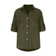 thumbnail image 3 of Camisas con botones de color sólido para mujer Blusa suelta con cuello en V Manga larga Túnica de trabajo informal Tops con bolsillos Pompotops  FGAJ21429, 3 of 7