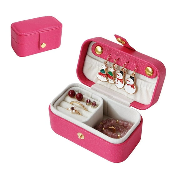 Casegrace Two-in-one Pearl Leather Jewelry Box Portable Rings Organizer for Women Girls Travel Earrings Display Case
