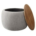 thumbnail image 3 of Perla Upholstered Fabric Storage Ottoman in Heathered Weave Wheat, 3 of 9