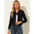 thumbnail image 3 of Unique Bargains Women's Faux Suede Point Collar Cropped Motorcycle Jacket S Black, 3 of 6