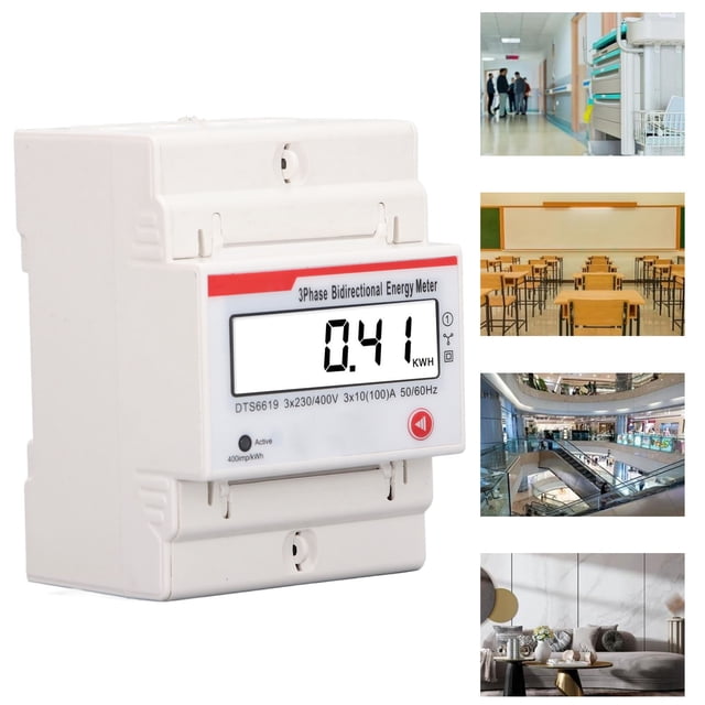 Energy Meter, Power Meter Bidirectional 3 X 230V 400V 10 100 A for Offices