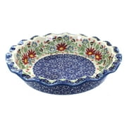 Blue Rose Polish Pottery Jungle Bouquet Pie Plate