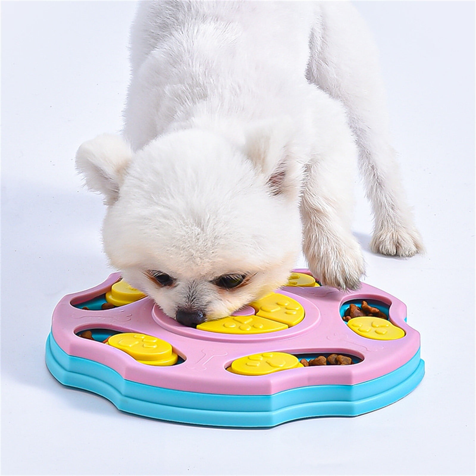 Pet Slow Feeder Dog Bowl Toy - Interactive Puzzle Design with Hide Treats, Slow Down Eating, BPA Free, Easy Clean - for Small Medium Dogs, Puppies, Indoor Outdoor Use