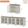 thumbnail image 2 of WAMPAT 3-in-1 Buffet Server Table, Accent Sideboard with Glass Door & Storage, Console Table for Kitchen, Dining Room, Living Room, Rustic White, 2 of 8