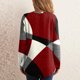 thumbnail image 4 of Camiseta de manga larga de Color de contraste geométrico con botones de cuello redondo informal a la moda para mujer Pompotops gfhjh19078, 4 of 6