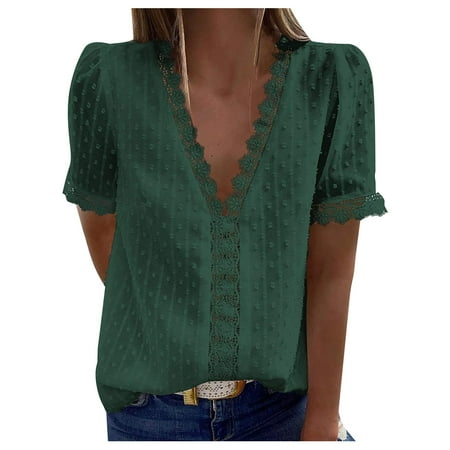 

V Neck T Shirts for Women V-Neck Short Sleeve Short Sleeve V Neck Scrub Top