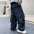 thumbnail image 4 of JFTTX Big Boys Cargo Baggy Pants Wide Leg Pants for Boys Elastic Waist Workout Trousers with Pockets, 4 of 9