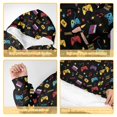 thumbnail image 6 of Game Controller Black Pattern Double-Sided Sherpa Fleece Wearable Blanket Hoodie, Oversized Thick Fuzzy Pullover with Giant Pocket for Women & Men, 6 of 6