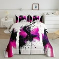 thumbnail image 4 of Manfei Splatter Watercolor 2pcs Bedding Comforter Set,Black Pink Twin Comforter Sets,Abstract Artwork Bedding Set,Super Cozy Teenager Bedroom Decor,Reversible, 4 of 8