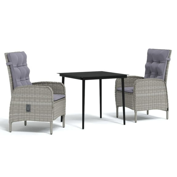 vidaXL Patio Dining Set with Cushions Gray and Black Garden Chair 3/5/7 Piece