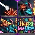 thumbnail image 4 of Neon Happy New Year Banner Colorful Fireworks Festive Backdrop Star Pattern Curly Streamers Holiday Background for New Year Party Holiday Celebration New Year Eve, 4 of 9