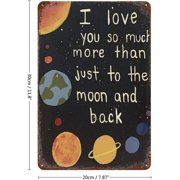Outer Galaxy Space Theme Metal Tin Sign, Sci Fi Bedroom Wall Decor Plaque, 8 x 12 Inch