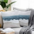 thumbnail image 2 of Wave Effect Modern Art Outdoor Pillow Covers Pack of 2 Abstract Blue Oil Painting Waterproof Throw Pillow Covers Decorative Cushion Cases for Patio Garden Tent Balcony Couch 16x16 inch, 2 of 8