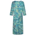 thumbnail image 4 of Qiopertar Mode Femmes Robe d'Été Décontractée Imprimée Manches 3/4 Robe Ample Grandes Économies de Vacances! Moins de 5$ jusqu'à 90 % de Réduction, 4 of 8