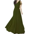 thumbnail image 1 of Birdeem Robes pour Femmes Dames Été Uni Col en V Robe de Soirée Sans Manches Taille Portefeuille Robe, 1 of 1