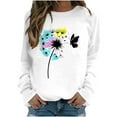 thumbnail image 2 of Aobny Long Sleeve Shirts for Women Trendy Crew Neck White Thermal Sweatshirts Pullover Floral Work Tops for Women,M, 2 of 5