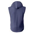 thumbnail image 6 of Men's Sleeveless Hooded Cotton Linen Shirt, Button Down Casual Beach Vest, Lightweight Breathable Summer Vacation Top Navy, 6 of 9