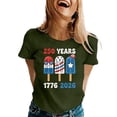 thumbnail image 5 of 250 Anniversary Usa Shirt Summer Tops for Women Graphic Tees Stylish Printed Short Sleeve Round Neck Comfortable Casual Daily Everyday Wear Dark Green, 5 of 5