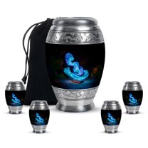 Yatskia Blue Music Large Cremation Burial Urn for Ashes Adult Mother and Father, Little Funeral Keepsake Urns for Human Ashes Adult Female, (Monar 10 Inch and 3 Inch)