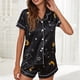 thumbnail image 2 of Traje de pijama Patrón único Cuello en V Bolsillo con botones Cómodo Ropa de dormir corta de dos piezas para mujer, 2 of 6