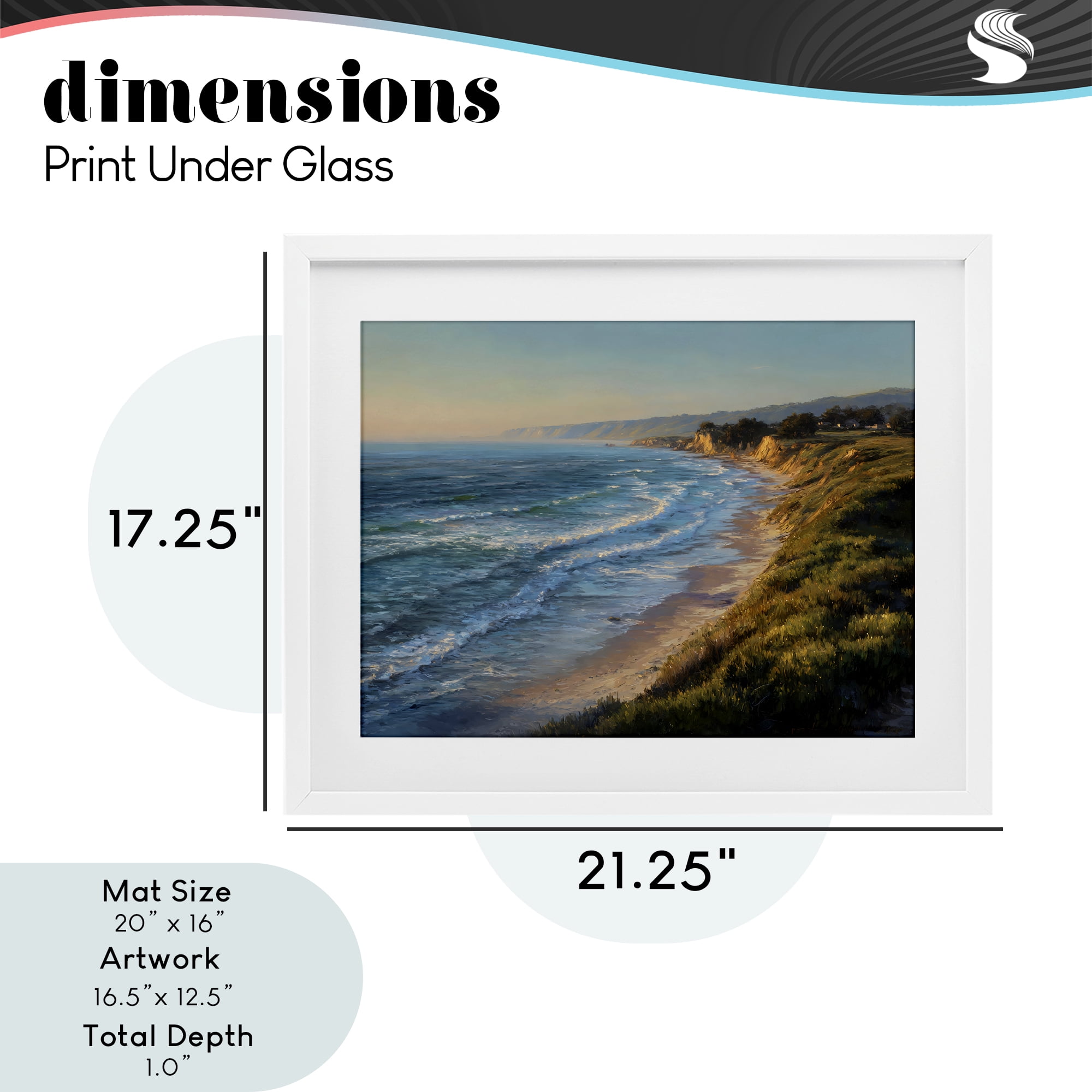 Stupell Industries Rounded Coastline View White Framed Print Under Glass, design by Franklyn Gregory