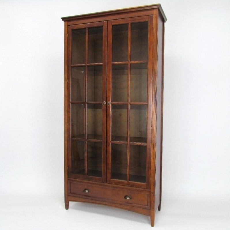 Wayborn Barrister Bookcase With Glass, Antique Bookcase With Glass Doors And Drawers