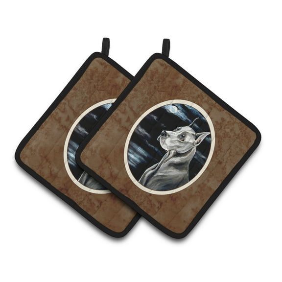 Carolines Treasures 7067PTHD Great Dane Moonlight Pair of Pot Holders  7.5HX7.5W multicolor