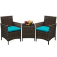 thumbnail image 2 of Devoko 3 Pieces Patio Conversation Set Outdoor Furniture Set Patio PE Rattan Wicker Chairs with Table, Brown/ Blue, 2 of 7