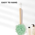 thumbnail image 3 of Casewin Wooden Long Handle Bath Brush Back Scrubber Wood Bath Shower Body Brushes Sponge Hanging Soft Mesh Brush (Green), 3 of 7