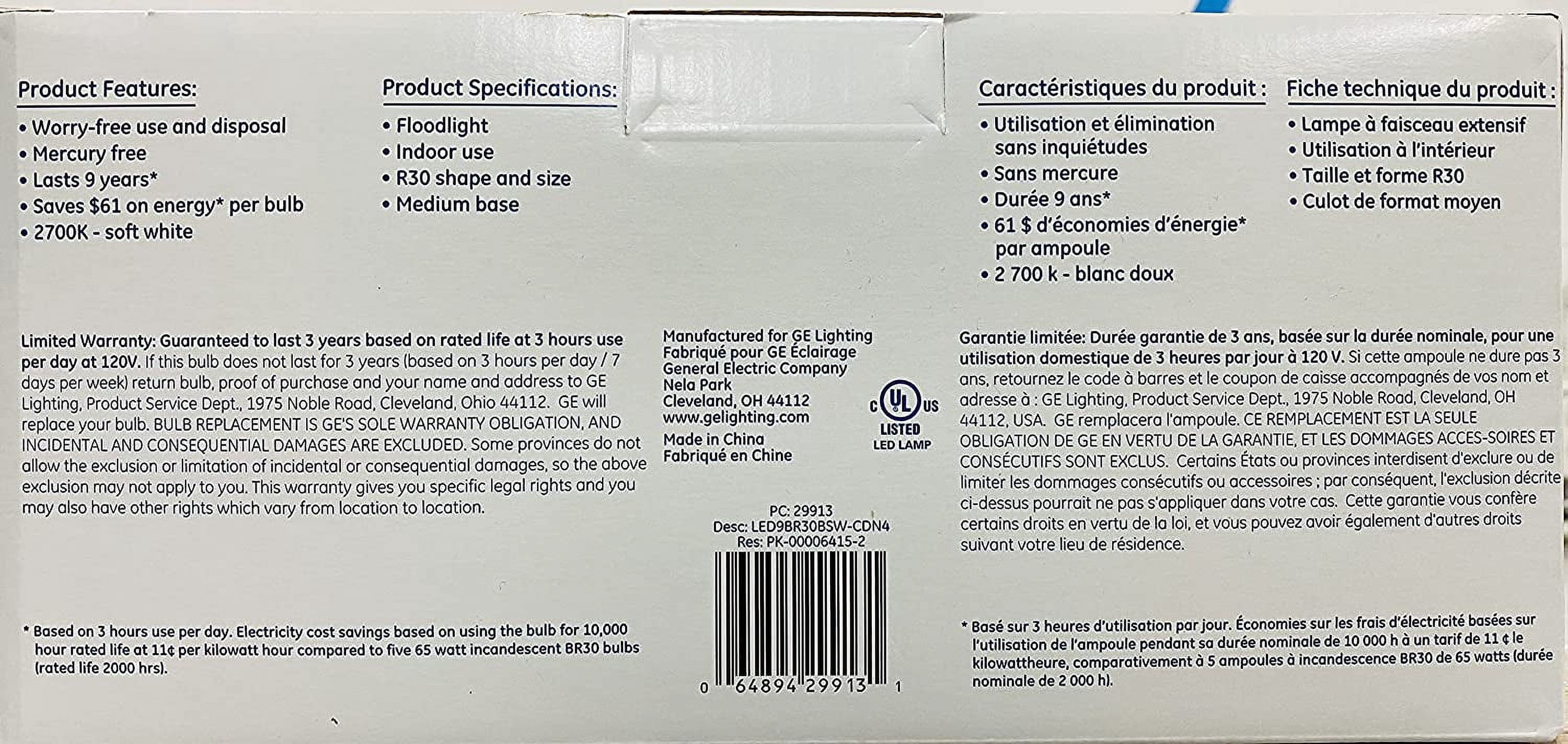 GE 9W LED R30 SW 4P