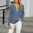 thumbnail image 7 of Blmnix Womens Tunic Tops V-Neck Striped Army Green Work Out Shirts Women Tunic Long Sleeve Tops, 7 of 7