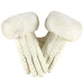thumbnail image 4 of Womens Gloves Winter, Audhol Women's Winter Knitted Gloves Small Style Gloves with Large Furry Cuffs Cold Proof Gloves Touchscreen Gloves for Warmth Fleece Lined Gloves Womens White, One Size, 4 of 4