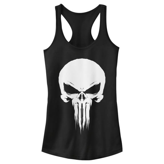 Junior's Marvel Original Punisher Painted Chest Logo Racerback Tank Top Black Medium
