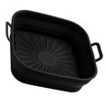 thumbnail image 2 of Bandejas para hornear cuadradas, gruesas y plegables de 8 pulgadas para una cocina saludable, elementos esenciales de cocina, revestimientos de silicona negros inodoros para freidoras, 2 of 8