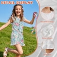thumbnail image 5 of ZIATUBLE4S Butterfly Rose Print Girls Summer Jumpsuit Kids Button Flutter Sleeve Short Playsuit Elastic Waist Round Neck Casual Romper Outfit Clothes with Pockets for 11-12 Y, 5 of 6