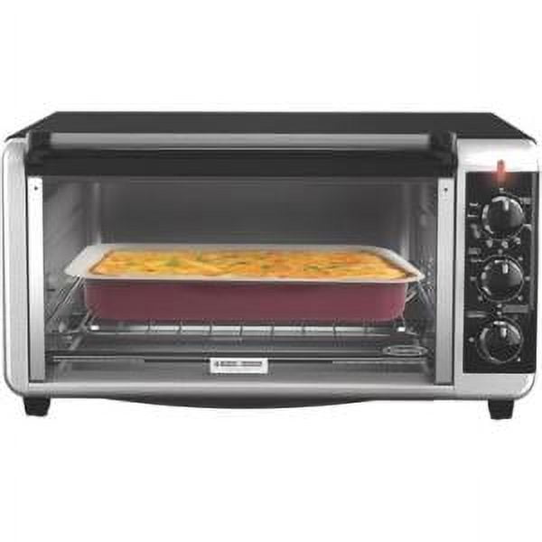 Black & Decker TO3250XSB 8-Slice Extra Wide Convection Countertop Toaster Oven, Includes Bake Pan, Broil Rack & Toasting Rack, Stainless Steel/Black