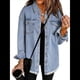 thumbnail image 2 of Chaqueta Vaquera Oversize para Mujer, Camisas Vaqueras Casuales de Larga, Chaqueta Vaquera Desgastada, Conjuntos de 2025. Azul XL, 2 of 8