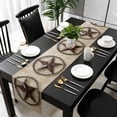 thumbnail image 5 of Farmhouse Vintage Table Runner Cotton Linen 120 Inch Holiday Dresser Scarves, Brown Country Western Star Art Tablerunner for Kitchen Coffee Dining Bedroom Living Room Dinner Scarf Décor 13''x120'', 5 of 9