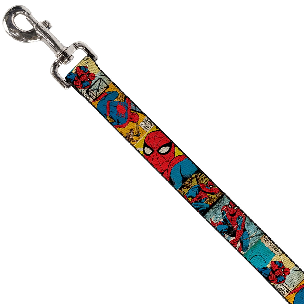 Marvel Comics Pet Leash, Dog Leash, Spider Man Comic Strip, 4 Feet Long 1.0 Inch Wide