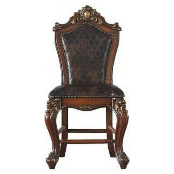 ACME Picardy Counter Height Chair Set of 2 in Cherry Oak and PU