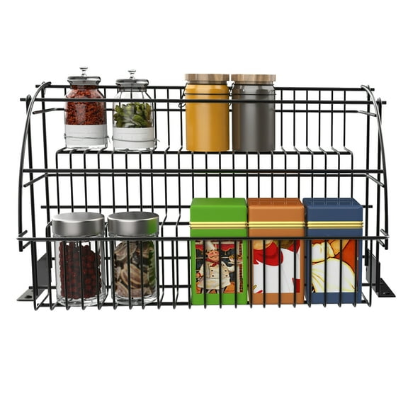 Wildnix Spice Organizer Rack, Durable Pull-Down Spice Storage for Kitchen Cabinets, Space-Saving Spice Holder with Stepped Design