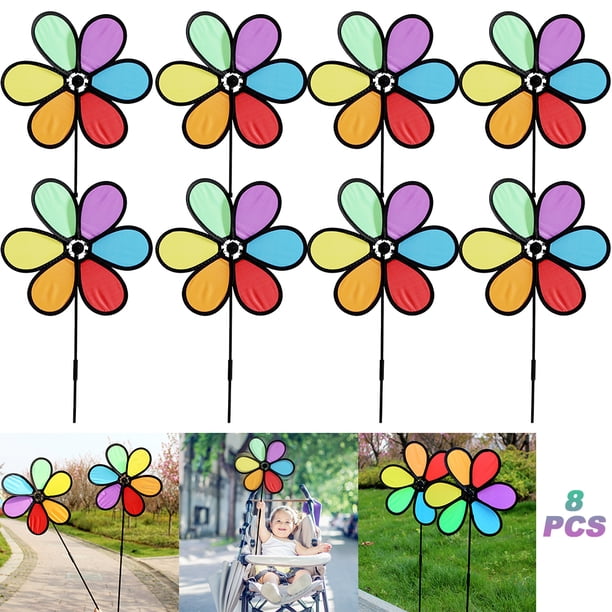Molinillos Viento Molinetes Flores Tela para Jardín Al Aire Libre Patio Césped