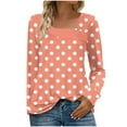 thumbnail image 2 of HOMBOM Womens Fall T-Shirts Long Sleeve Tunic Tops Crew Neck Tops Orange Polka Dot for Ladies Relaxed Fit, 2 of 7