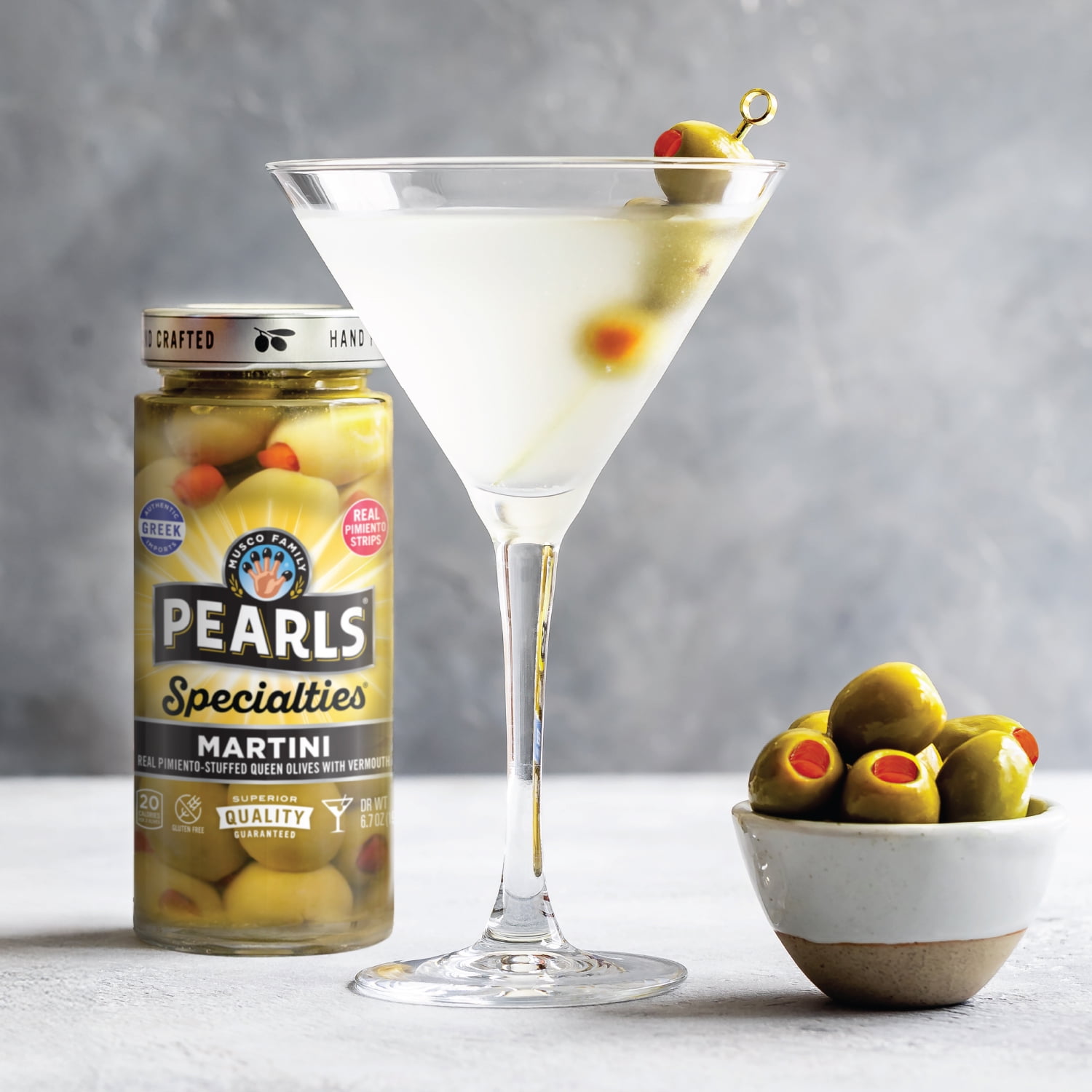 (2 pack) Pearls Specialties Blue Cheese Stuffed Greek Queen Olives 6.7 oz. Jar.  Contains Dairy. Gluten Free. Non-GMO